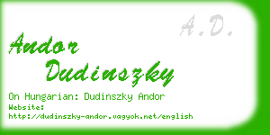 andor dudinszky business card